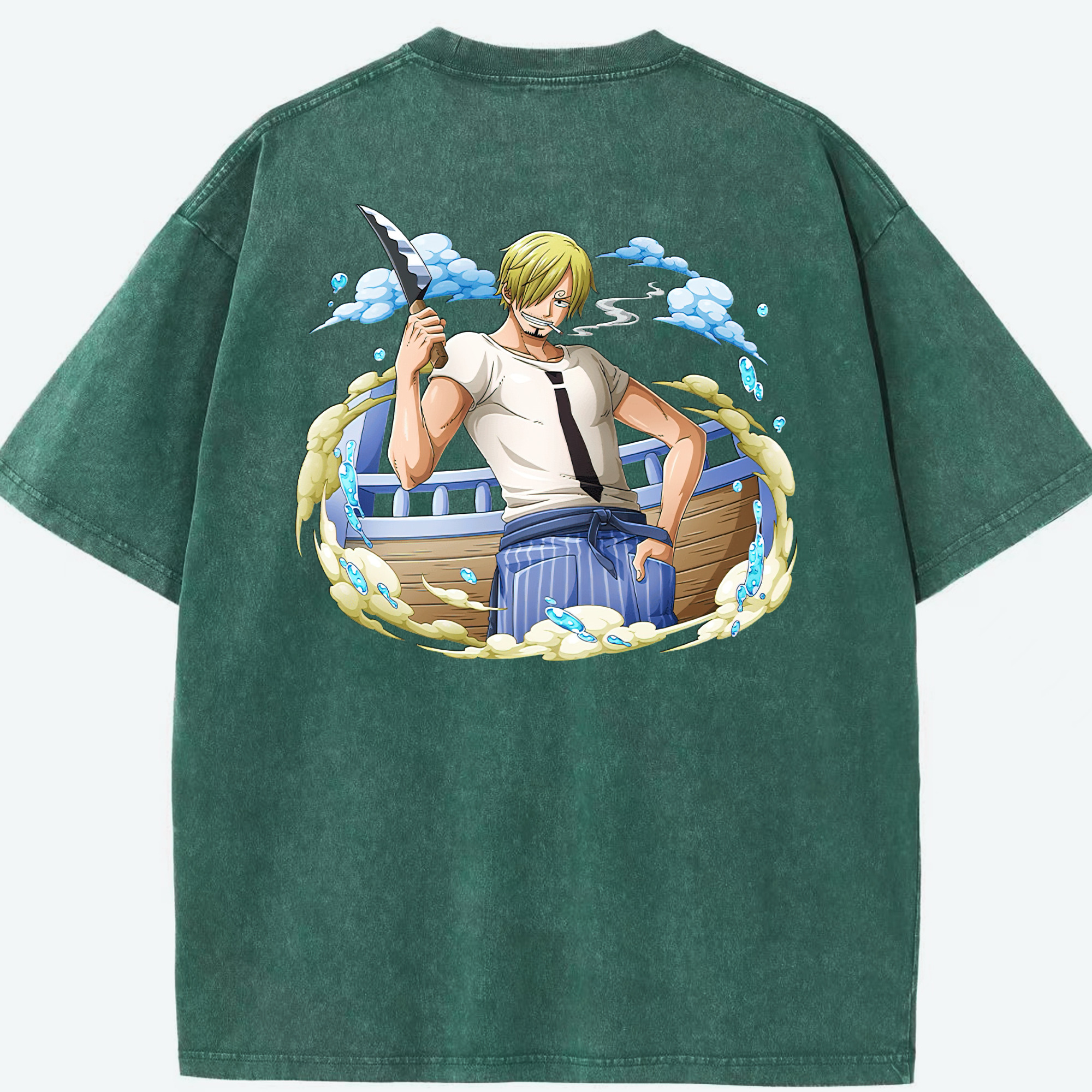 ワンピース サンジ ONE PIECE Sanji 綿100% ヴィンテージ風 半袖Tシャツ（背面プリント）